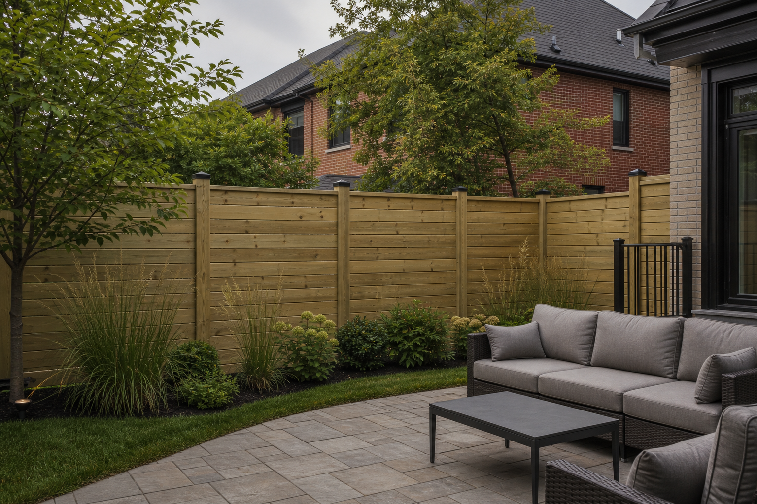 Completed pressure treated fence build