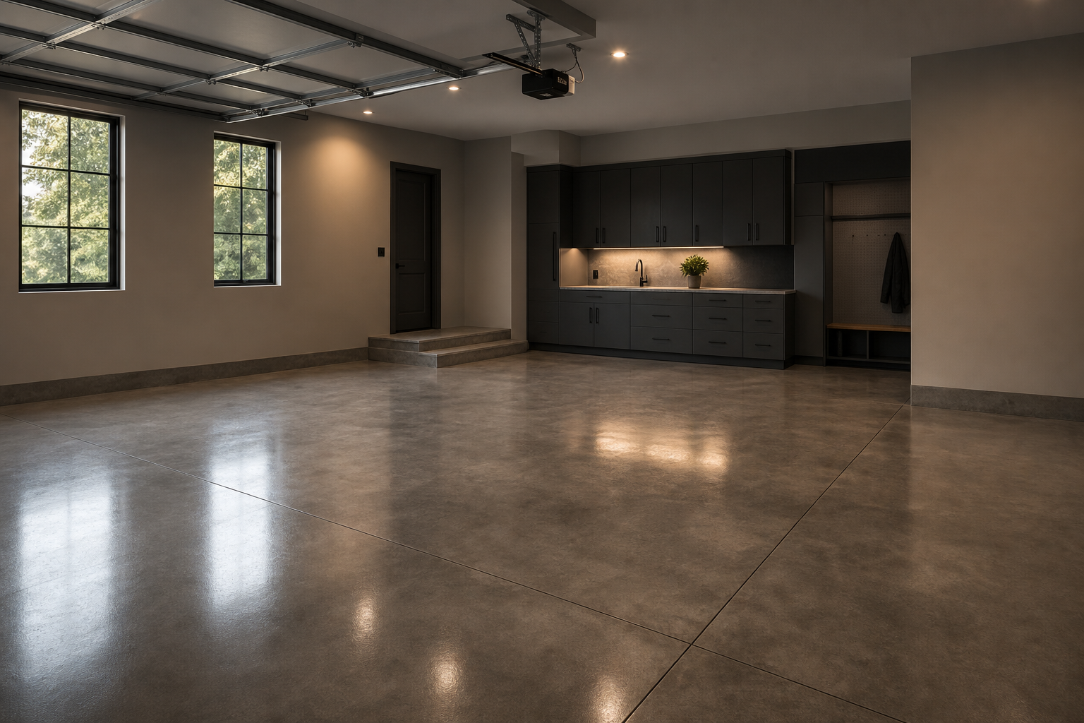 Smooth finished residential garage floor
